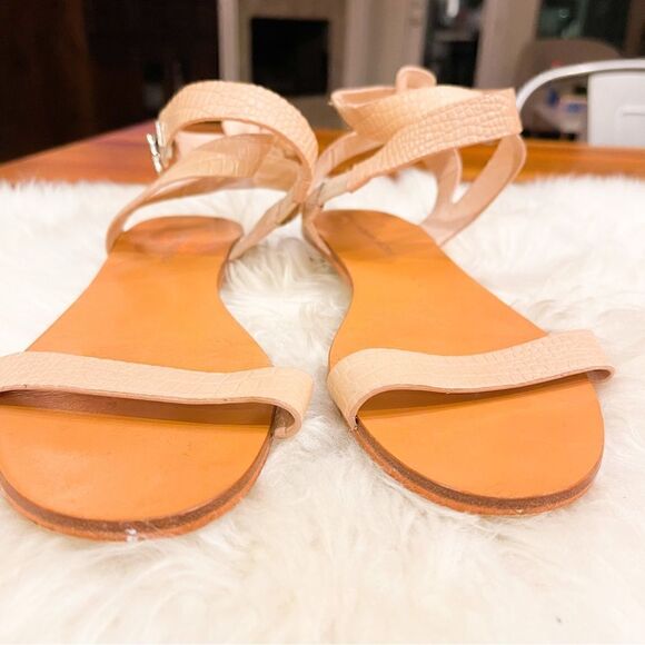 🍋 BCBG • Women’s Croc Embossed Flat Summer Sandals w/Ankle Strap in Blue Size 9 - Picture 9 of 12